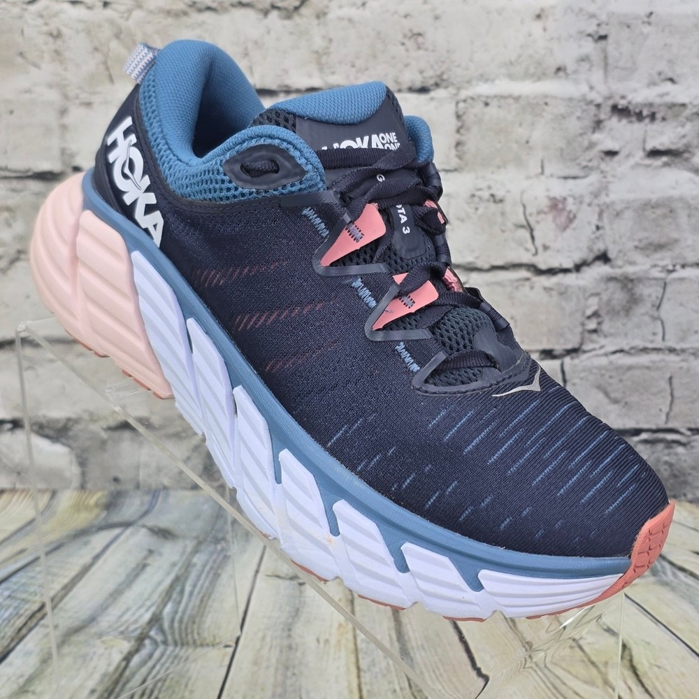 Hoka Gaviota 3 Running Shoes Womens 7.5 Navy Blue Coral Stability Max Cushion
